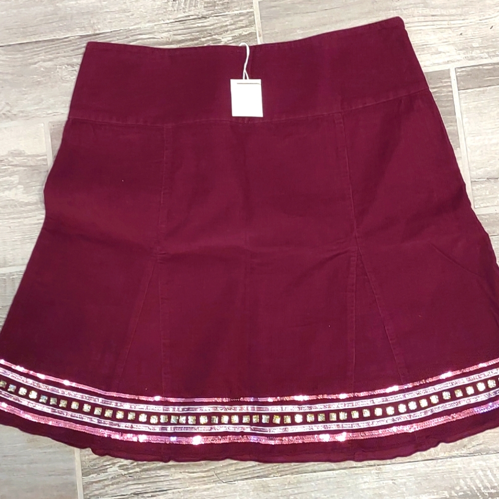 NWT American Eagle Burgundy Skirt with Sequin Detail